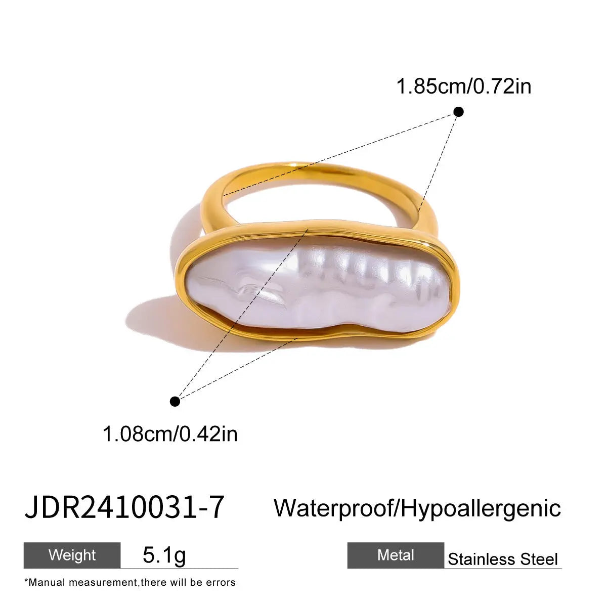 Pearl Ring Titanium Steel No Fading - Norellé