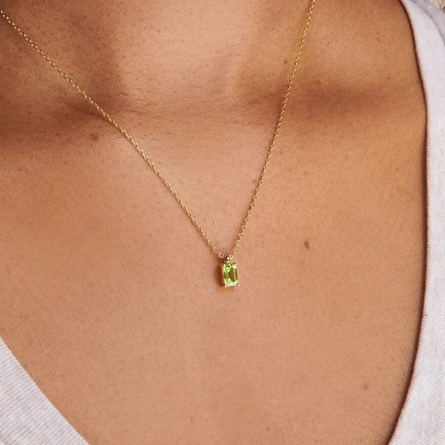 Rectangular 12month Birthday Stone Pendant Colorful Zircon Clavicle Chain - Norellé