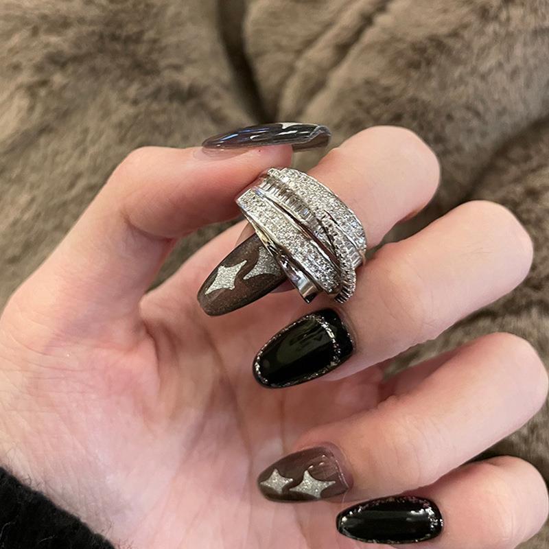 Shiny Geometric Ring Female Fashion Temperament Multi-layer Line Open Ring I - Norellé