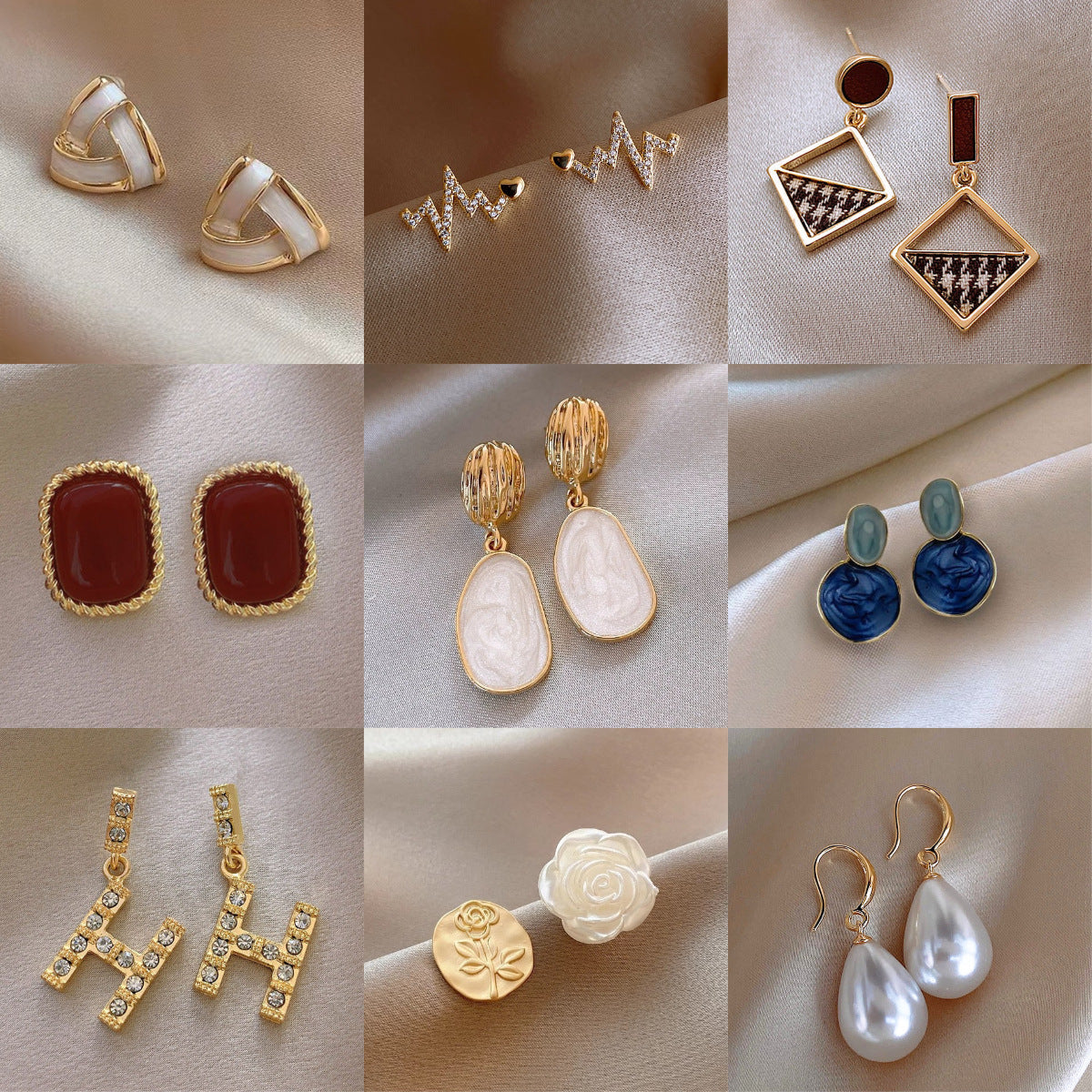 Silver Needle Fashion High-grade Diamond Enamel Earrings - Norellé