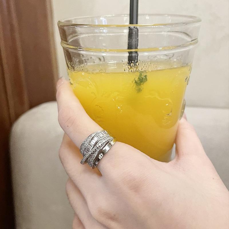 Shiny Geometric Ring Female Fashion Temperament Multi-layer Line Open Ring I - Norellé