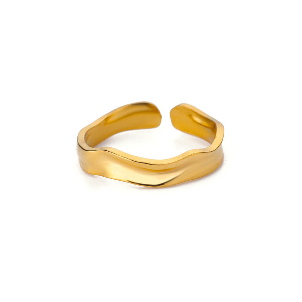 Stainless Steel Pearl Hollow Geometry Open Ring - Norellé