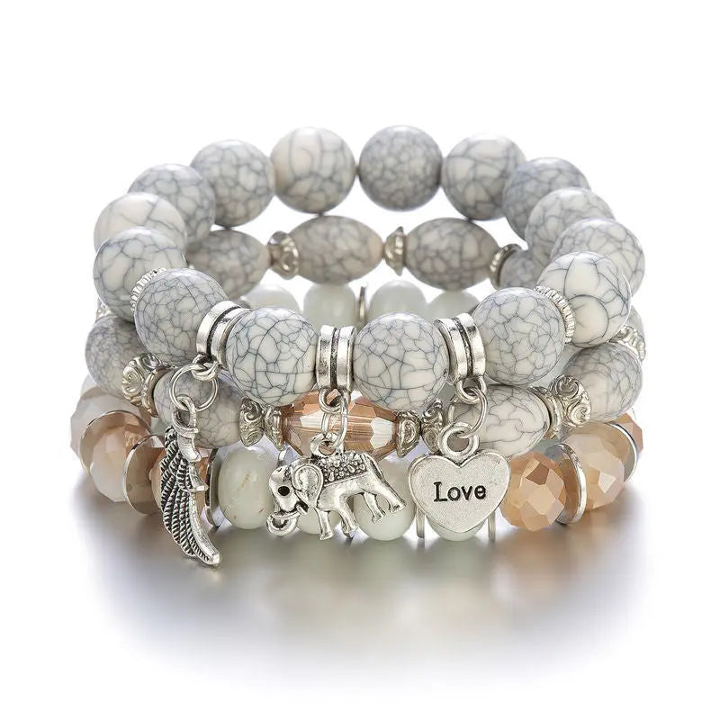 Multi-layer Wooden Bead Beaded Bracelet Elastic Bracelet - Norellé
