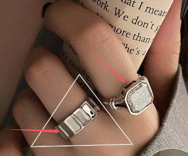 Shiny Geometric Ring Female Fashion Temperament Multi-layer Line Open Ring I - Norellé