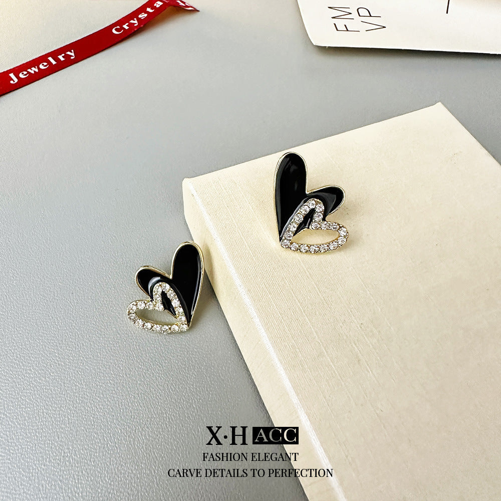 Silver Needle Fashion High-grade Diamond Enamel Earrings - Norellé