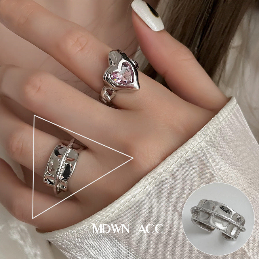 Shiny Geometric Ring Female Fashion Temperament Multi-layer Line Open Ring I - Norellé