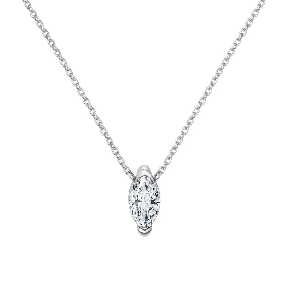 S925 Sterling Silver Necklace Women's Advanced Oval Water Foam 8A Heart-shaped Zircon Flower Horse Eye Clavicle Chain - Norellé