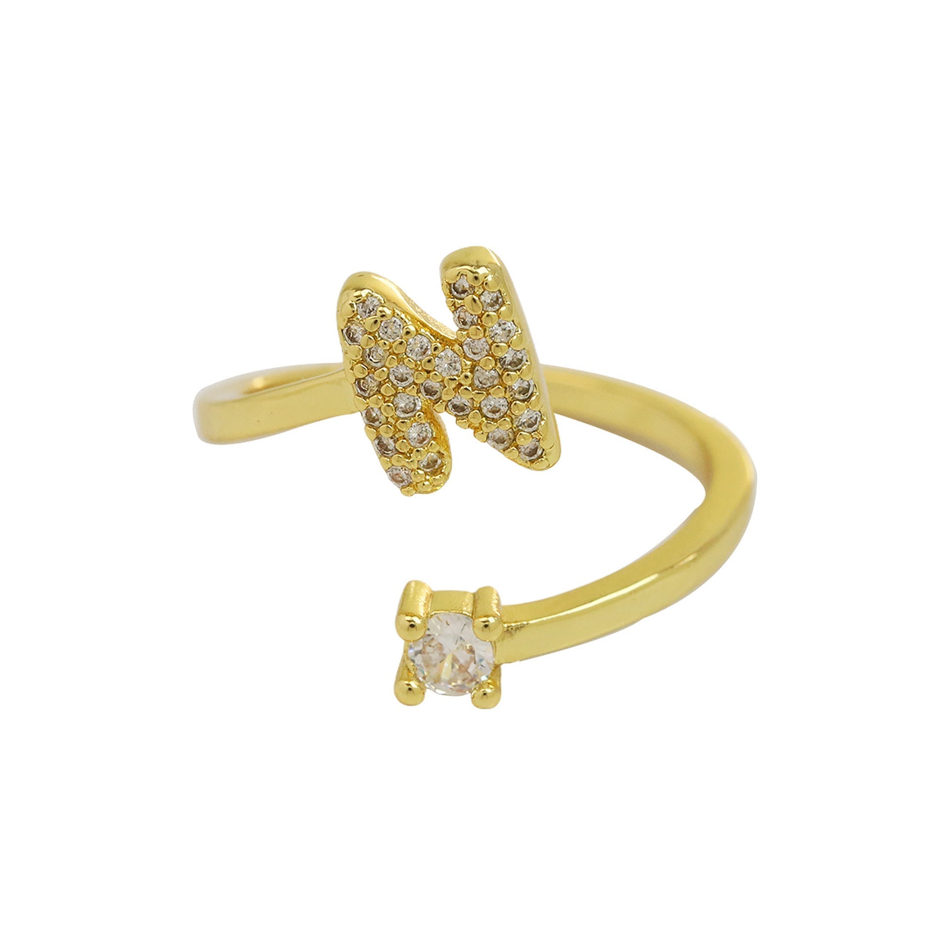 Cute 26 English Letters Open Adjustable Personality Ring - Norellé