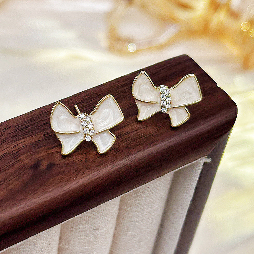 Silver Needle Fashion High-grade Diamond Enamel Earrings - Norellé