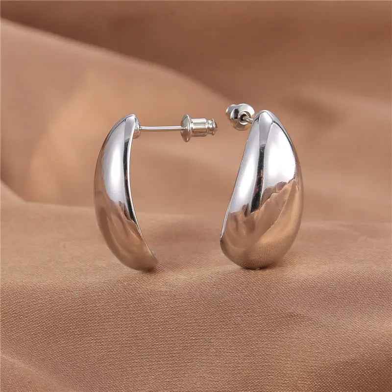 Metal Texture High-grade Earrings Golden Water Drop - Norellé