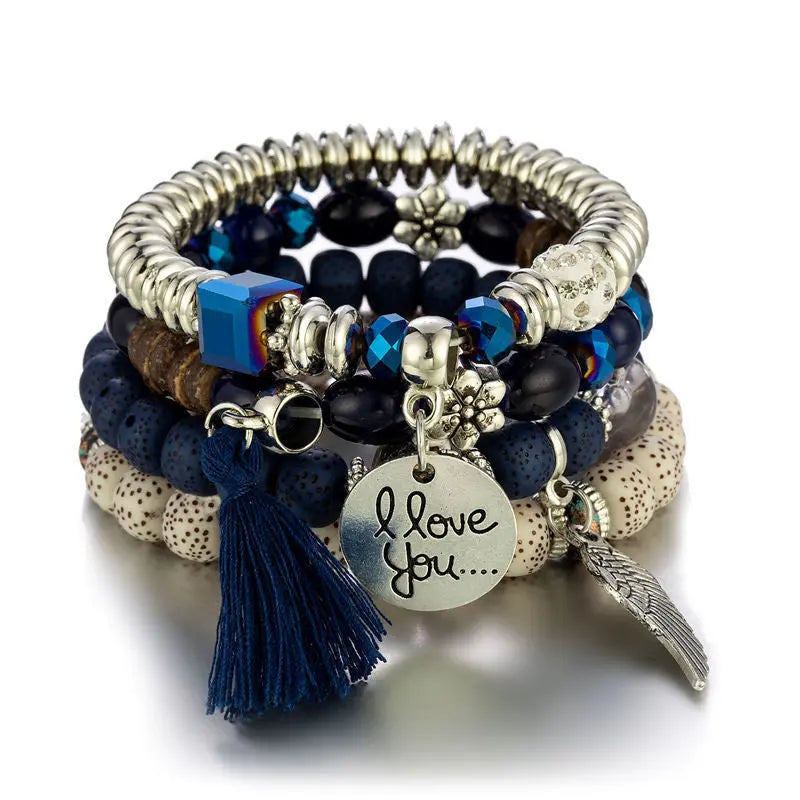 Multi-layer Wooden Bead Beaded Bracelet Elastic Bracelet - Norellé
