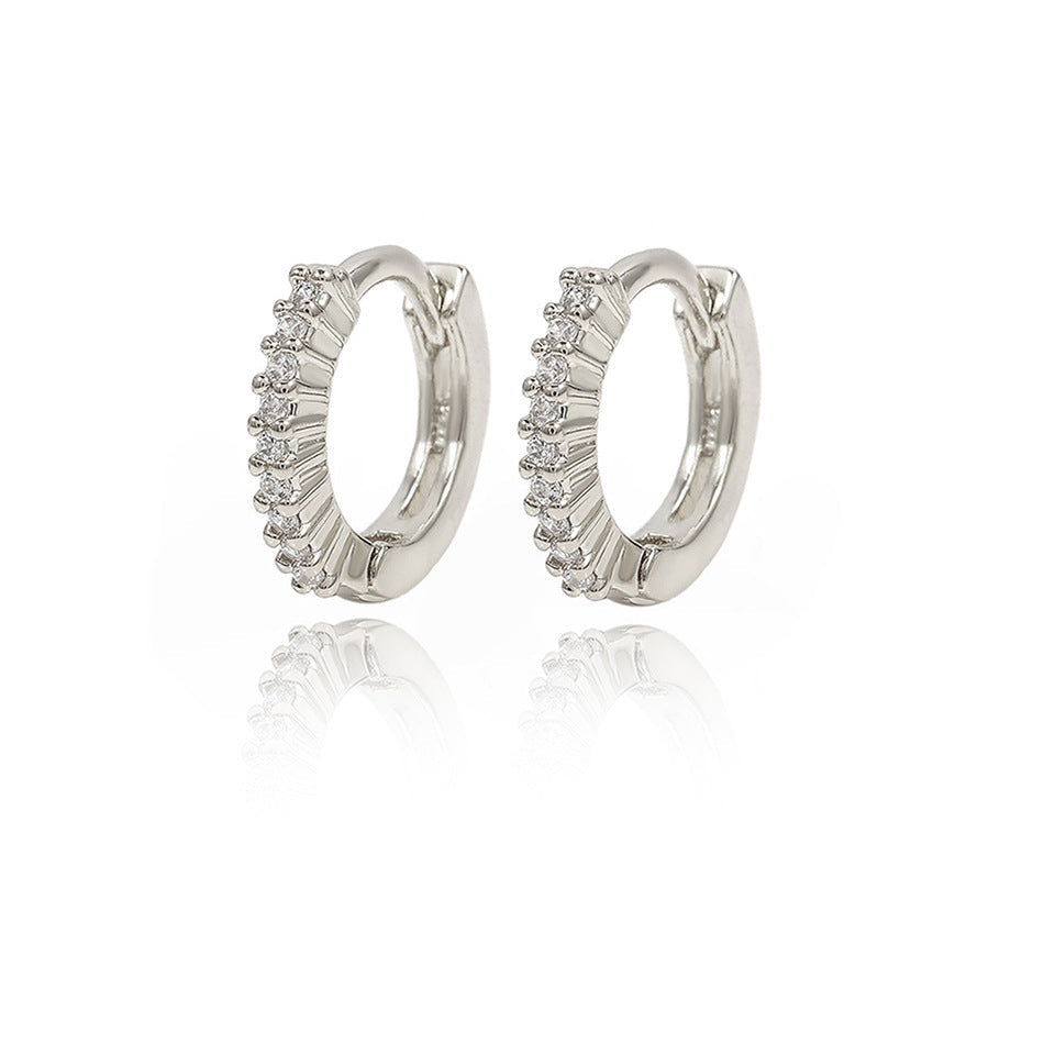 Integrated Rhinestone Zircon Niche Gang Drill Simple Earrings - Norellé