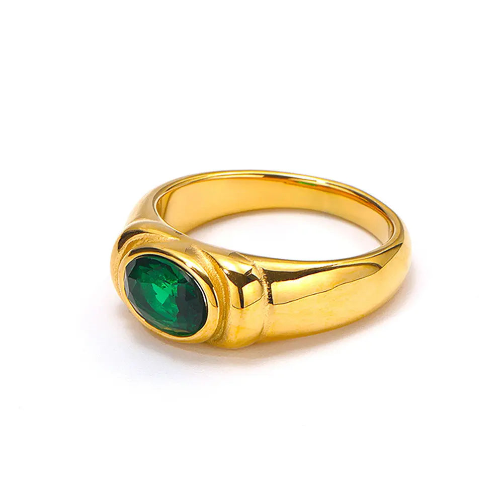 Retro Style Black Green Zircon Fashion Female Ring - Norellé