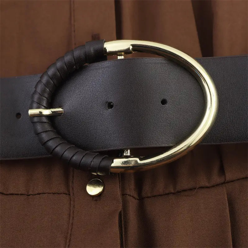 With Belt Midi Skirt Dress