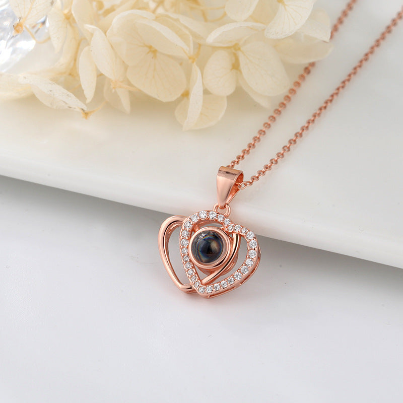 Language I Love You Love Heart-shaped Projection Necklace - Norellé