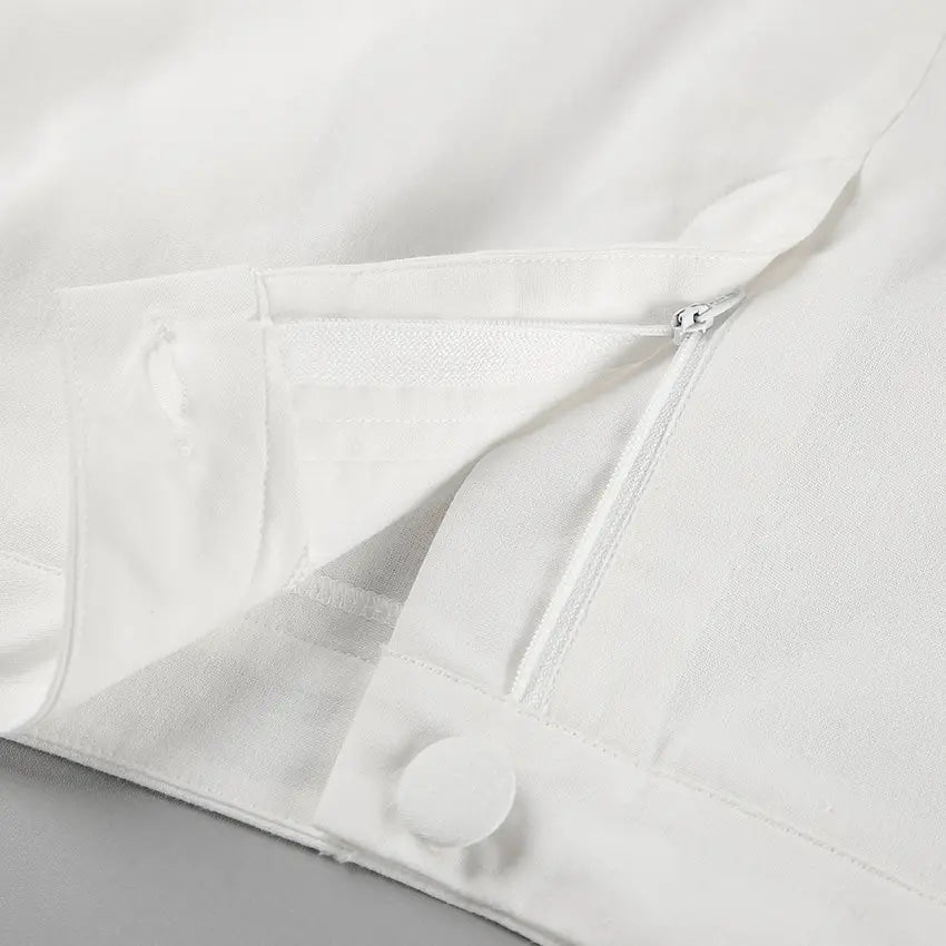 White Cotton Linen Sleeveless Stand Collar Top Slit Loose Long Skirt Two-piece Set