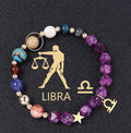 Twelve Constellations Bracelets Natural Stone Hemp Stone Cut Surface Eight Planets - Norellé