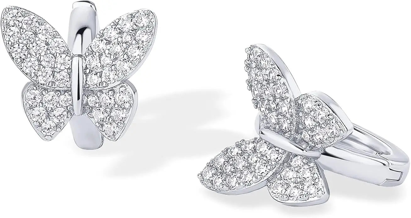 Fashion Copper Inlaid Zirconium Butterfly Ear Ring Niche