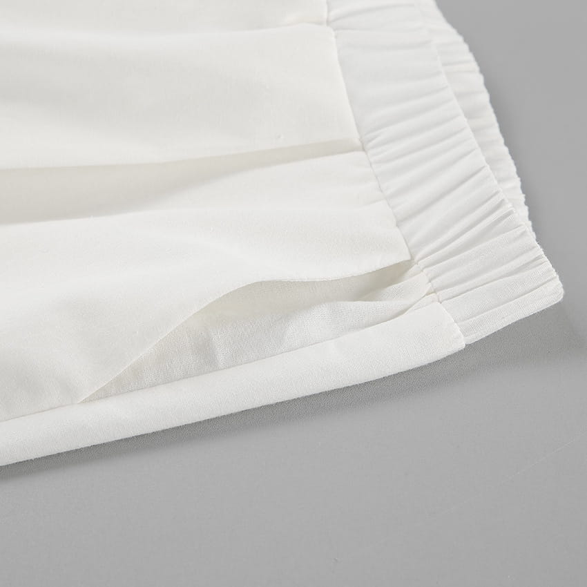 Cotton And Linen V-neck Backless Lace-up Top High Waist Casual Trousers Suit