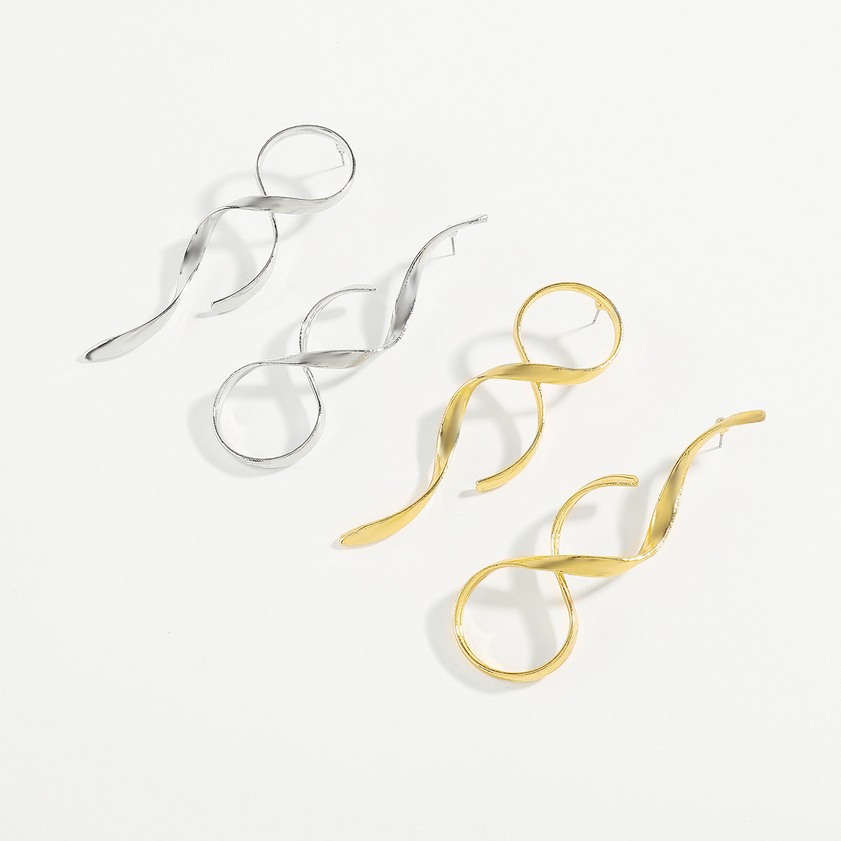 Line Simple Metal Earrings Asymmetric Fashion Earrings - Norellé