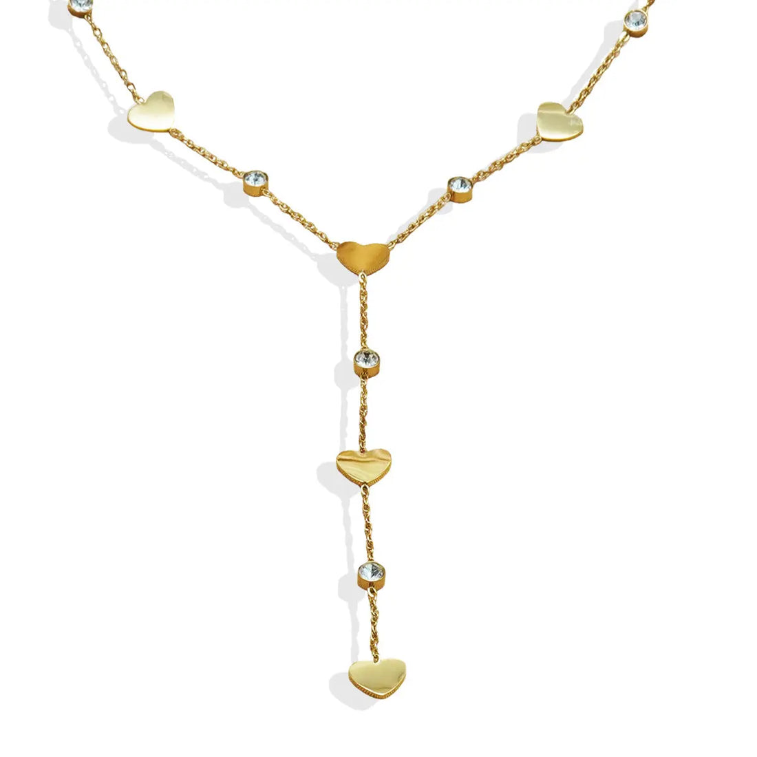 Lxalry 18K Gold Plated Rhinestone Necklace  Recycled Stainless Steel Modern Minimalist Jewelry Hypoallergenic  Ocean Safe Gift For Women Wife Mom Everyday Glam With Golden Hour Glow - Norellé