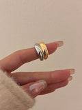 Metal Brushed Matte Surface Wide Ring - Norellé