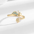 Ocean Seahorse Open Ring Female Inlaid With Green Zirconium - Norellé