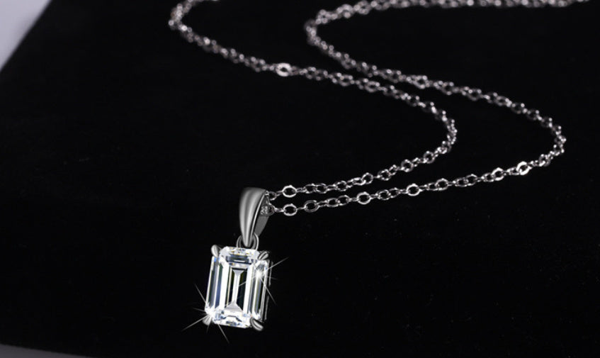 Sterling Silver Rectangular Pendant Clavicle Chain - Norellé