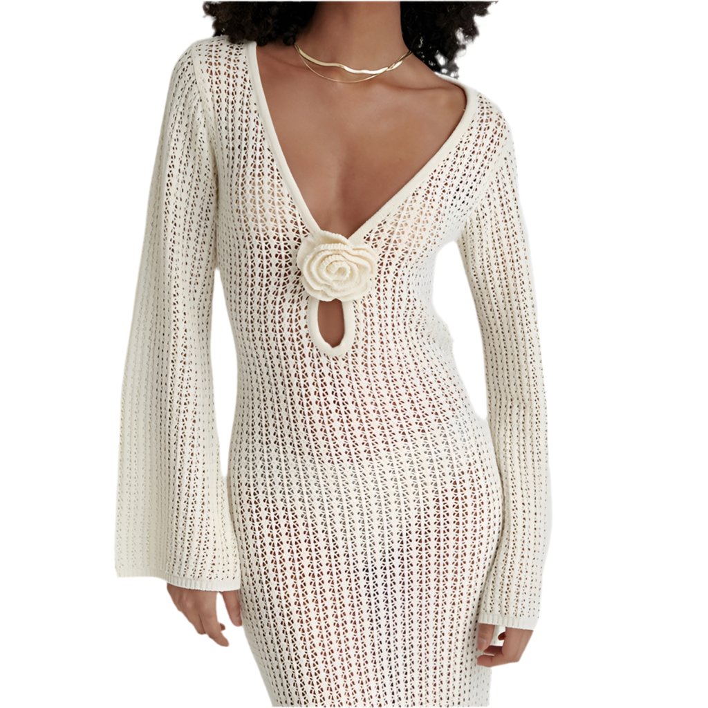 Hollow Out Knitted Long Dress Beach Dress Bikini Cover - Norellé