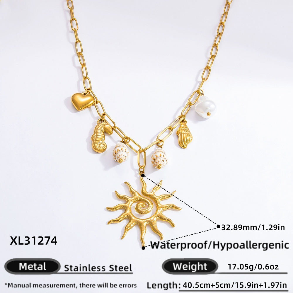 Women's Handmade Stainless Steel 18K Dold Pearl Necklace - Norellé