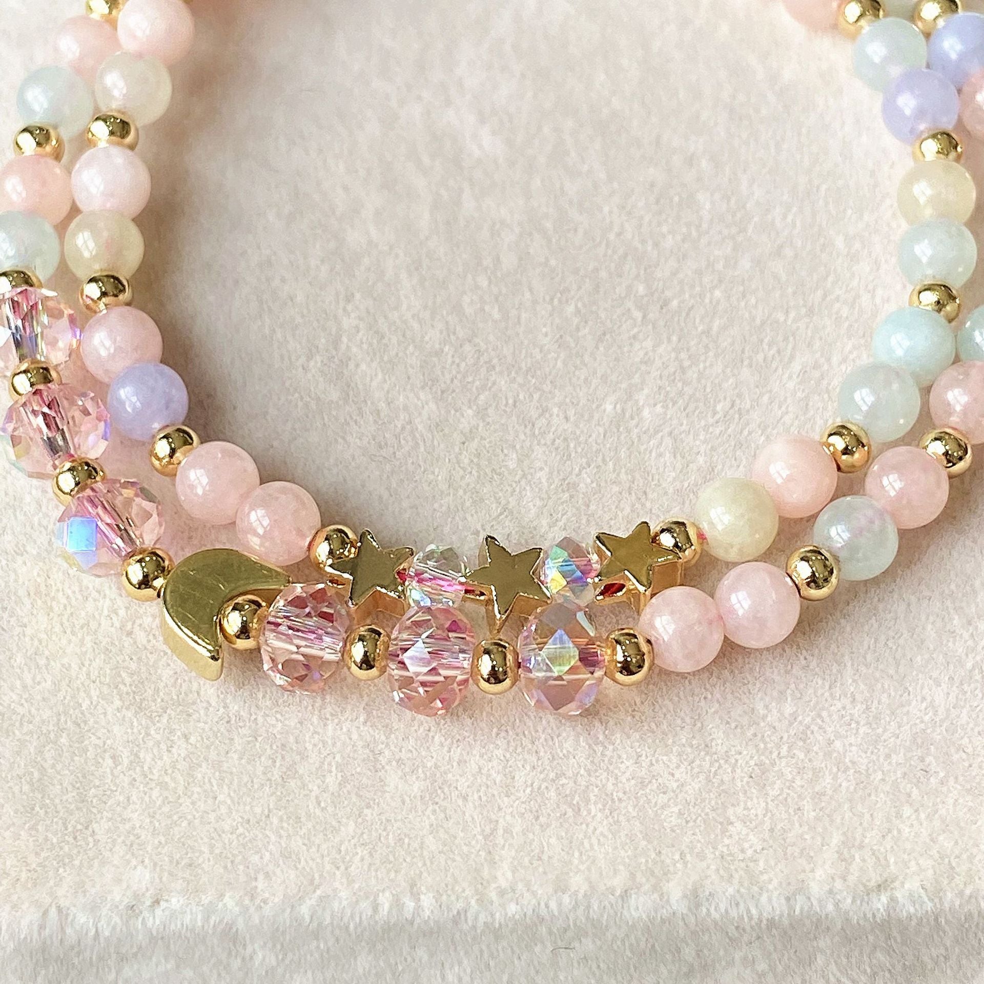 Multi Layer Bracelet With Morganite Chalcedony Matching - Norellé
