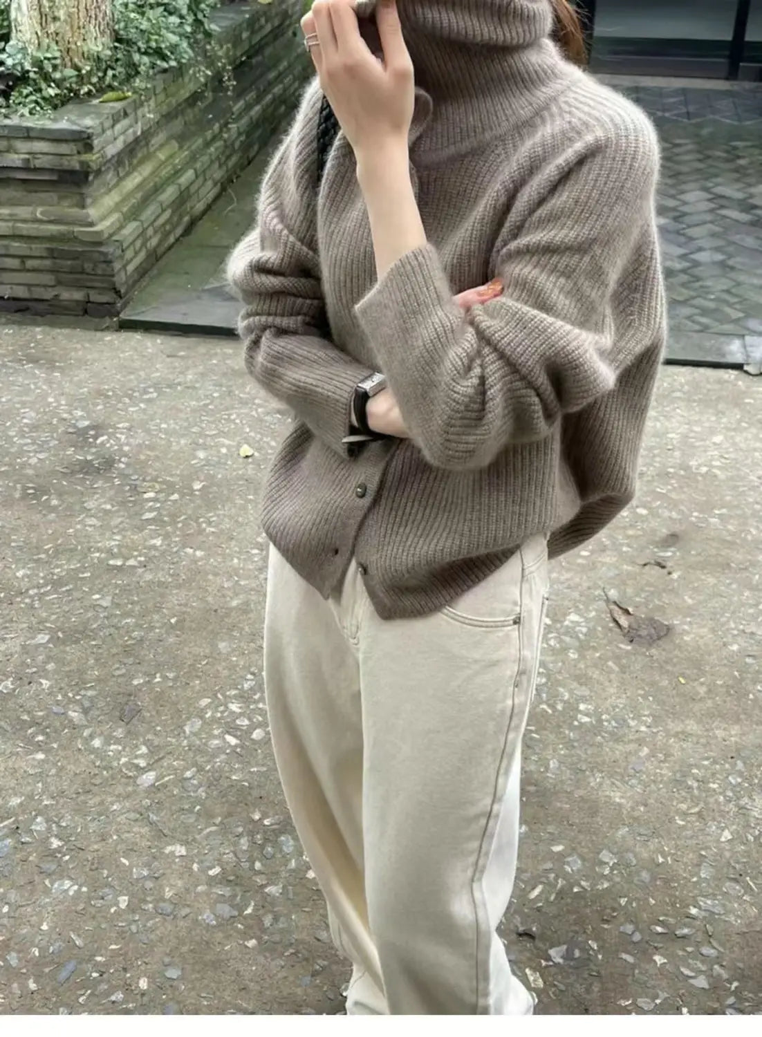 Pure Wool Sweater Women’s Thickened Knitting Coat Autumn And Winter