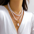 Retro Style Personality Pearl OT Buckle Necklace - Norellé