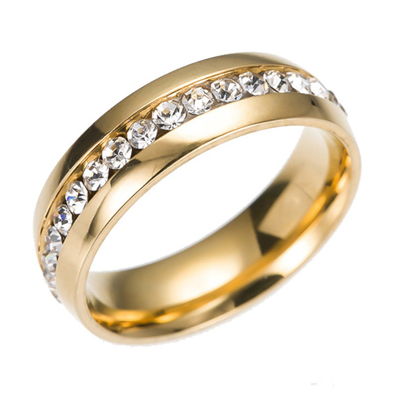 Personalized Fashion Single Row Diamond Ring Stainless Steel - Norellé