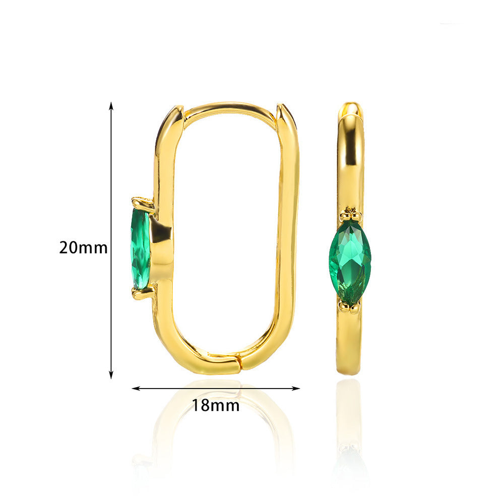 European And American Fashion 18K Gold-plated Square Inlaid Fashion Sense Titanium Steel Earrings - Norellé