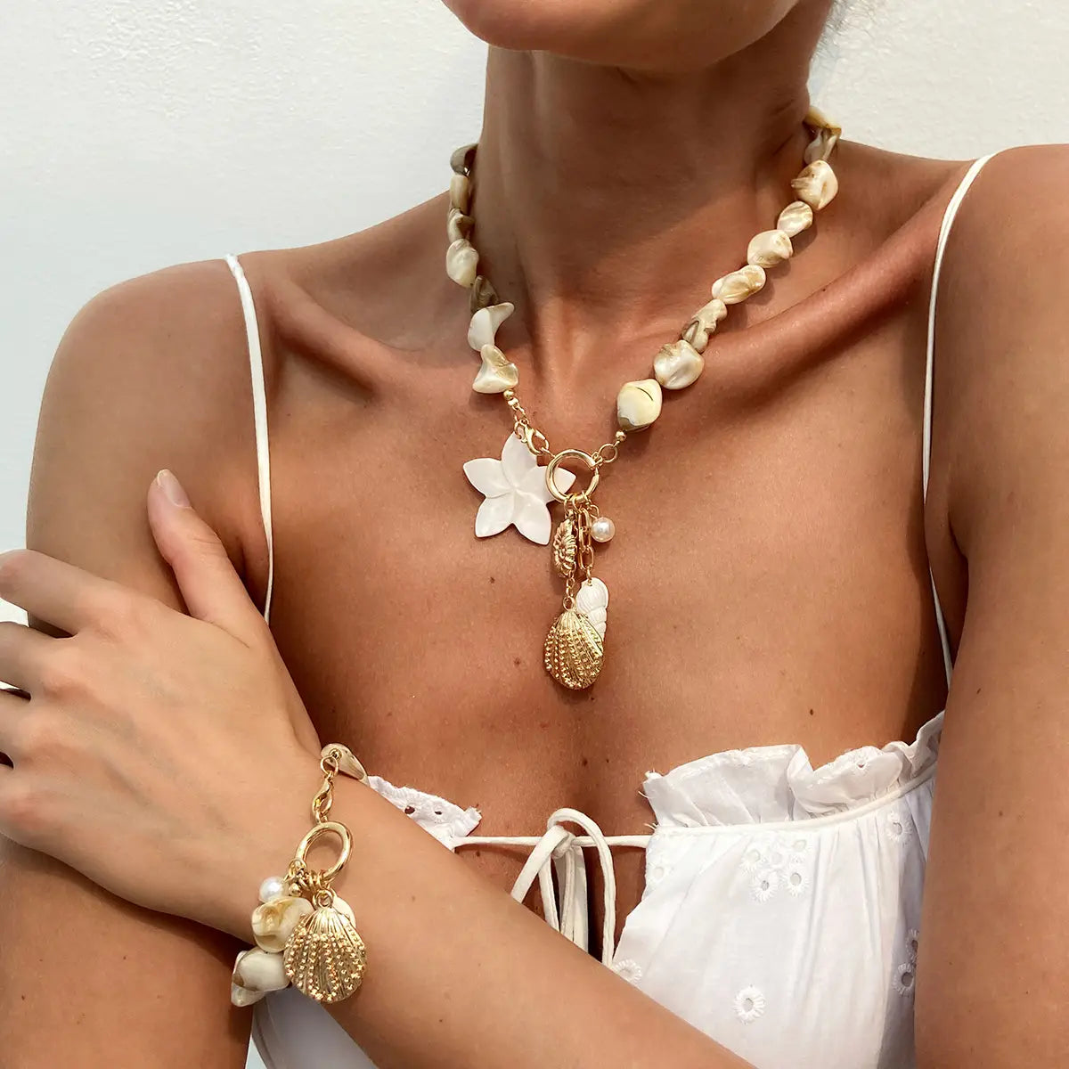 Casual Beach Shell Clavicle Necklace Suit