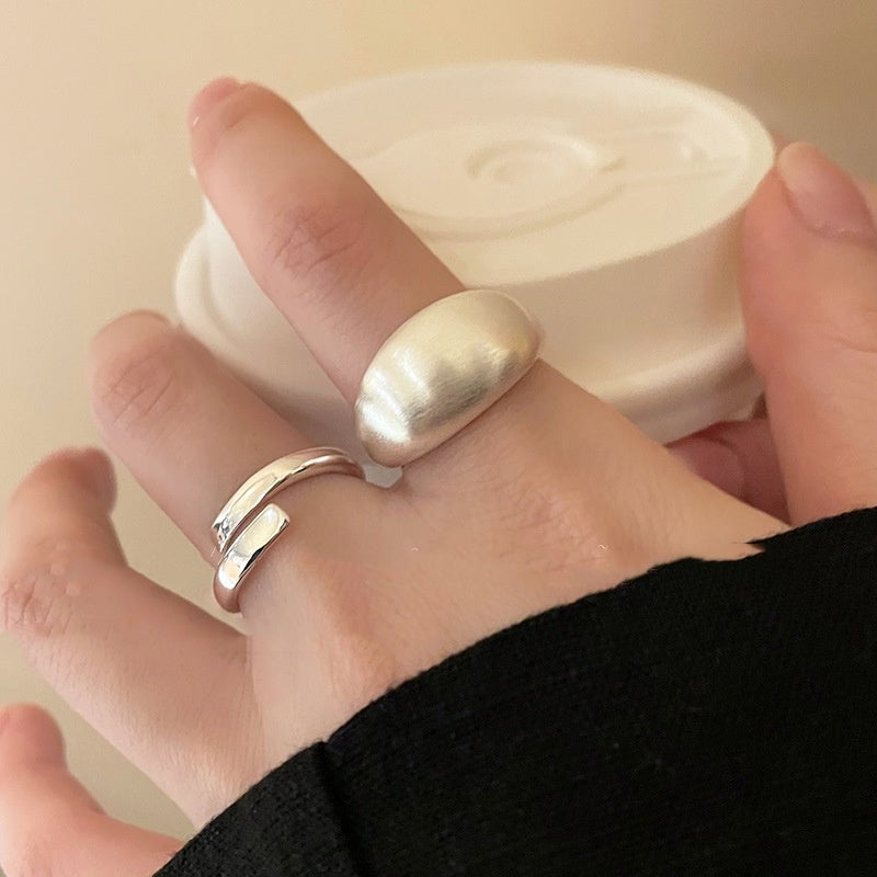 Simple Matte Silver Brushed Ring Women's Light Luxury - Norellé