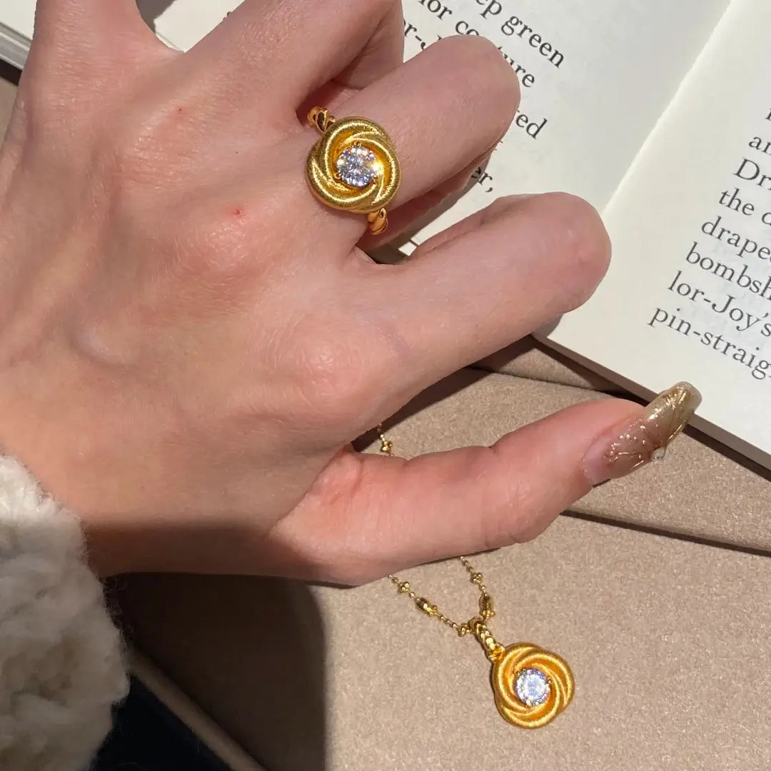 Romantic Eternal Love Mobius Brushed Rose Pendant