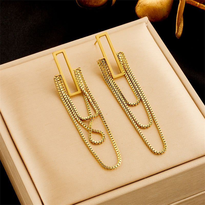 Temperament Entry Lux Multi-layer Tassel Chain Earrings - Norellé