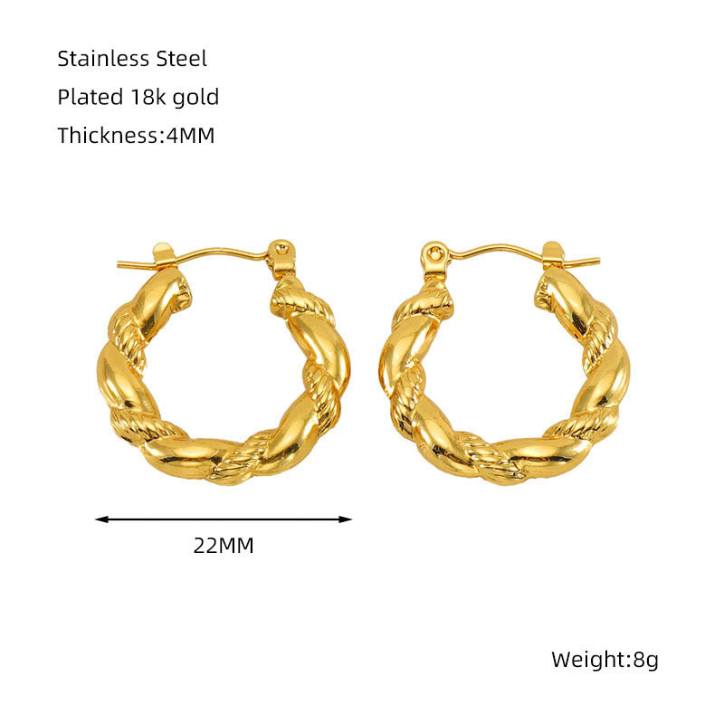 Titanium Steel Round Twist Stud Earrings High Sense - Norellé