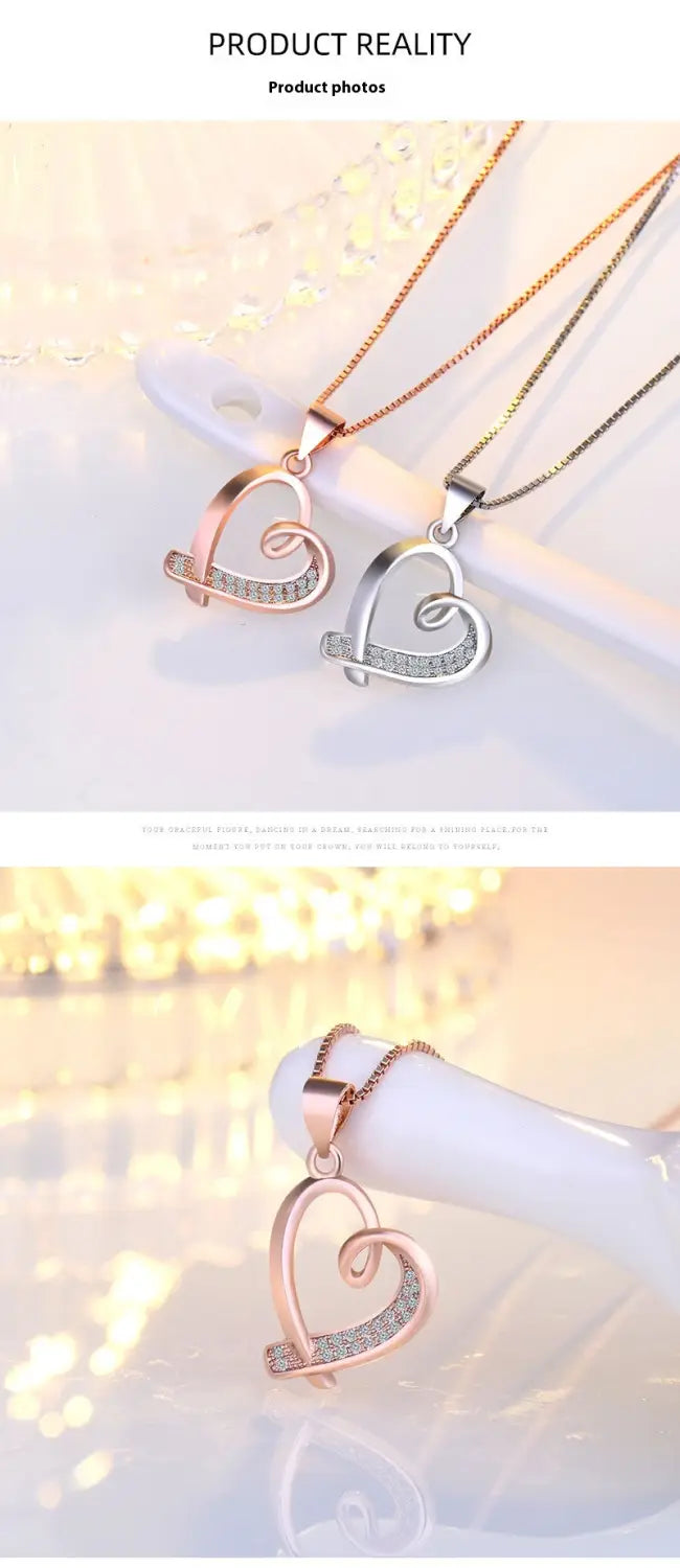 Women’s Heart Necklace Hollow Clavicle Chain