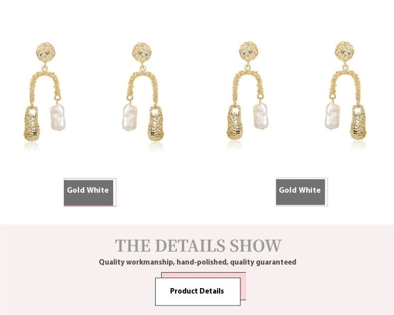 Natural Baroque Pearl Earrings Women’s Elegant U-shaped