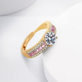 Zircon Micro-inlaid Starry Ring Champagne Gold Diamond Ring For Women - Norellé