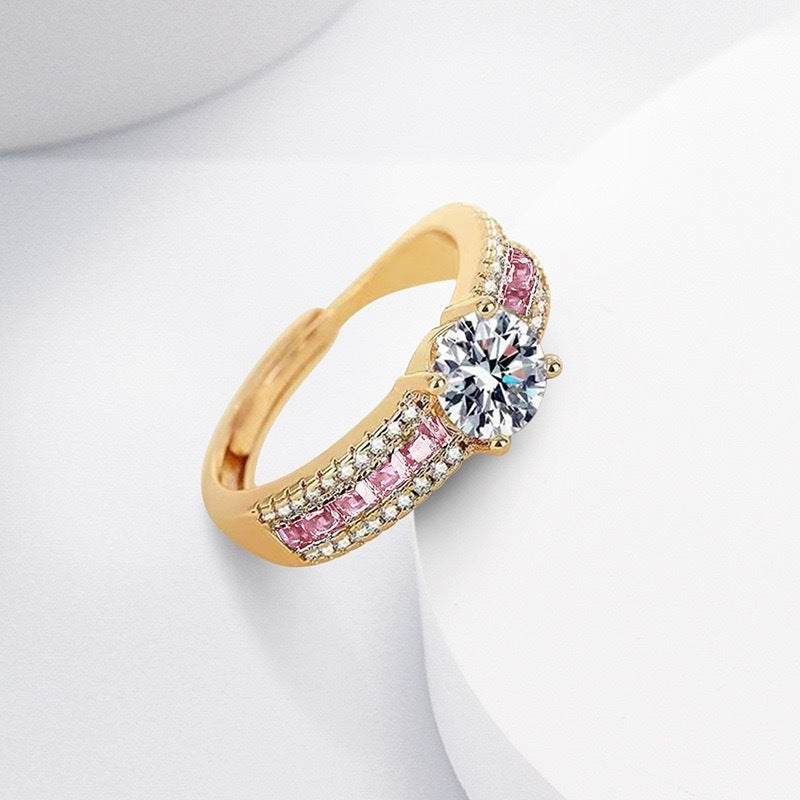 Zircon Micro-inlaid Starry Ring Champagne Gold Diamond Ring For Women - Norellé