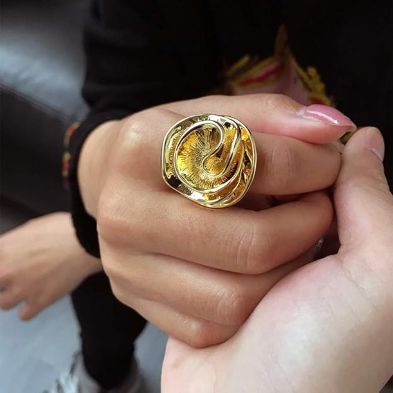 Creative Irregular Flower Ring Copper 18K Gold Women's - Norellé