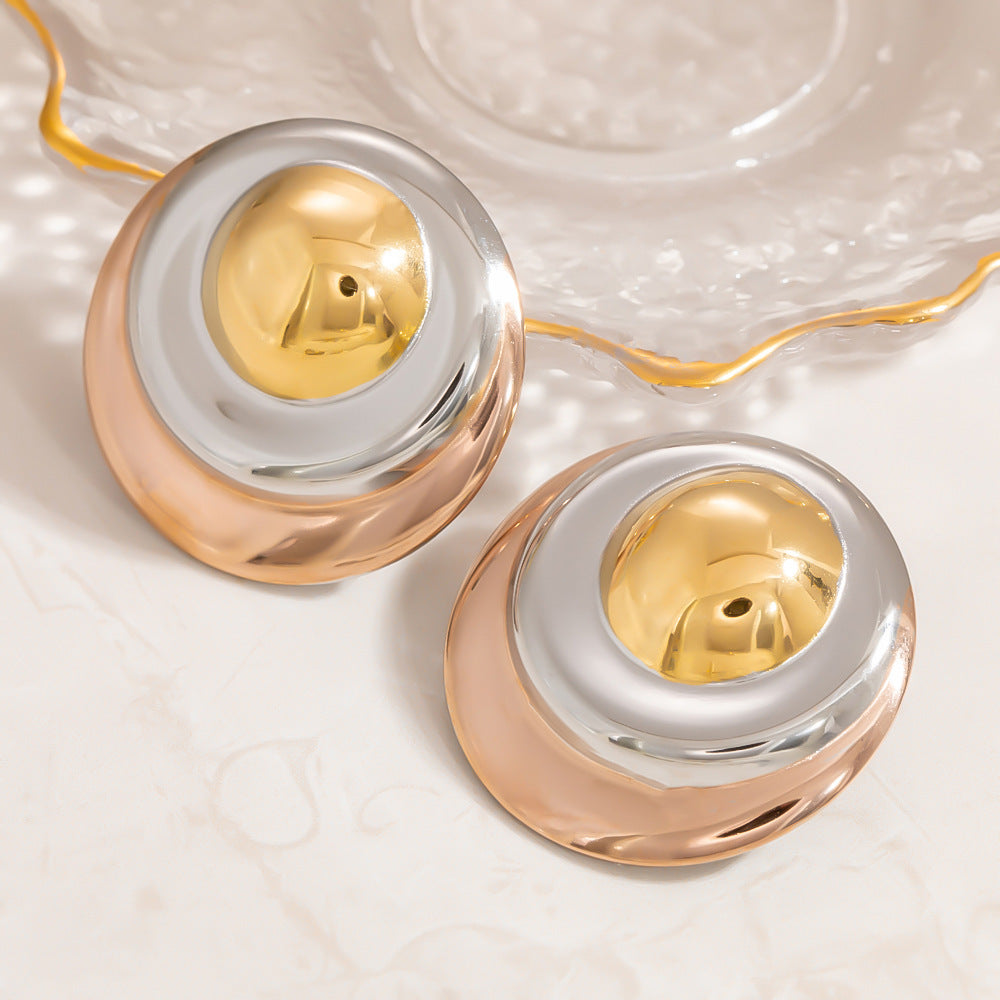 Stainless Steel Plating 18K Gold Fashion Butterfly Two-color Three-color Ear Studs - Norellé