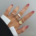 New 5-piece Set Of Love Oil Dripping Knuckle Ring - Norellé
