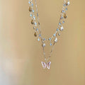 Blue Butterfly Double-layered Tassel Necklace Summer - Norellé