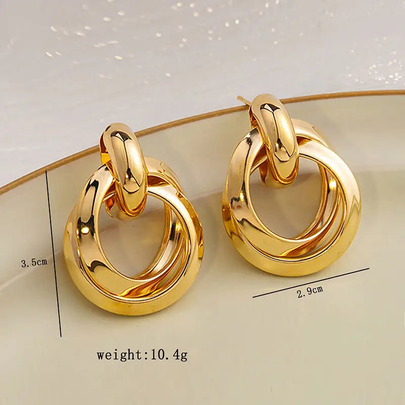 Silver Needle Retro Hoop Earrings