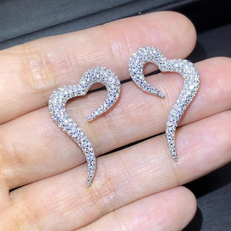 Zircon Stud Earrings Women's Fashion Shiny Opening - Norellé